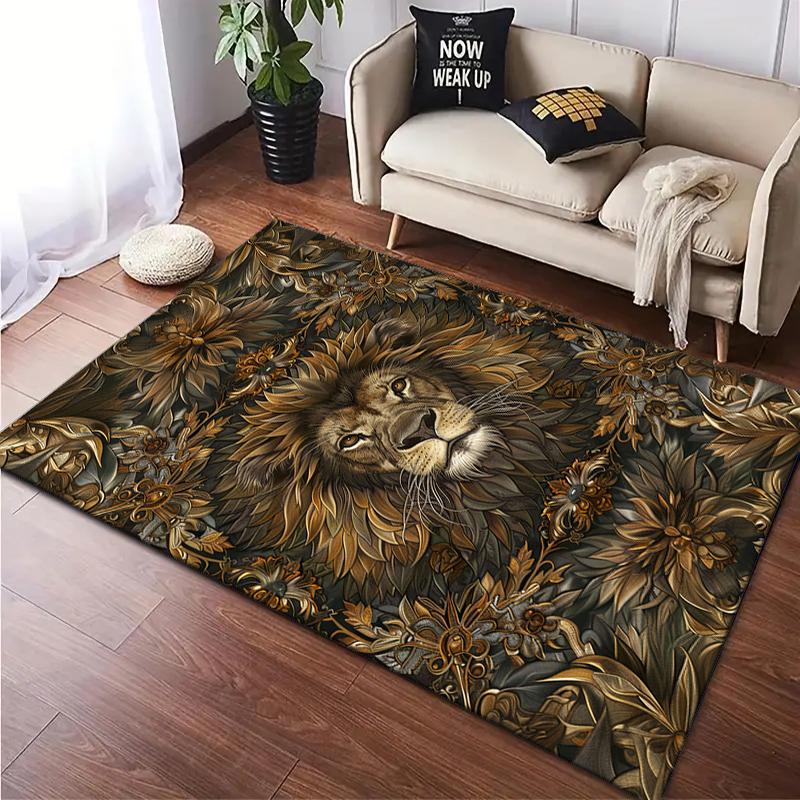 1PC Lion pattern printed Carpet Rug for Living Room Bedroom Home Sofa Decoration,Non-slip Floor Mat Floor mat