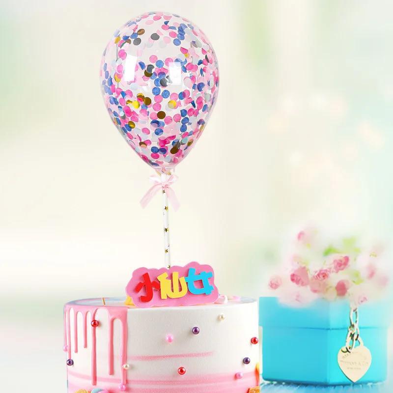 10 Sett 5-tommers Konfetti Ballong Kakedekorasjon med Papirsugerør Sløyfe Baby Shower Gave Bryllup Bursdagsfest Utstyr