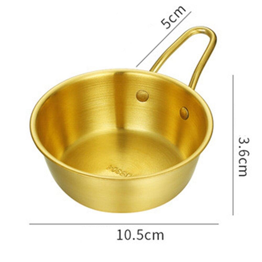 Round Rice Wine Bowl with Handle Stainless Steel Household Food Sauce Bowls Cups Tableware Dinnerware Kitchen Utensils