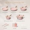 Pink Blush Ceramic Cookware Set 14pcs Nonstick Pots and Pans with Lids Non-Toxic PFAS-Free Kitchenware for Home RV Camping Dish