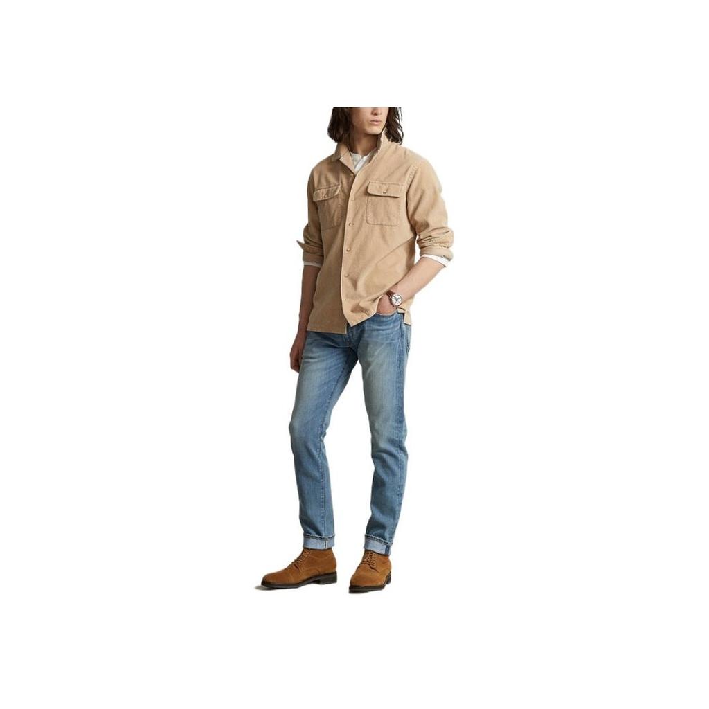 Polo Ralph Lauren Fw22 Einreihiges einfarbiges Langarmhemd Herrenhemden Braun MNPOWOV16822567-250
