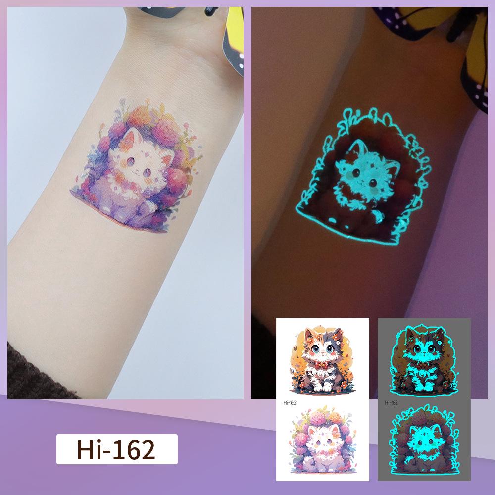 Rikalong Blaue Leuchtende Tattoo-Aufkleber: Niedliche Tierdesigns für Haustiere & Festivals