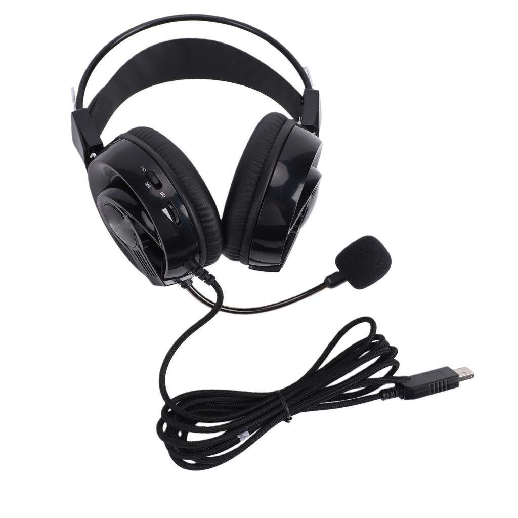 Headset with Microphone 120 degrees Rotatable USB Headphones Comfortable for Online Classes Language Exams Music