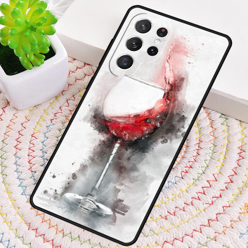 

Red Wine Glass Art TPU Phone Case For Samsung Galaxy note 10 pro S26 S25 S24 S23 S22 Ultra Plus S21 FE S20 Shockproof Cover Galaxy S23
