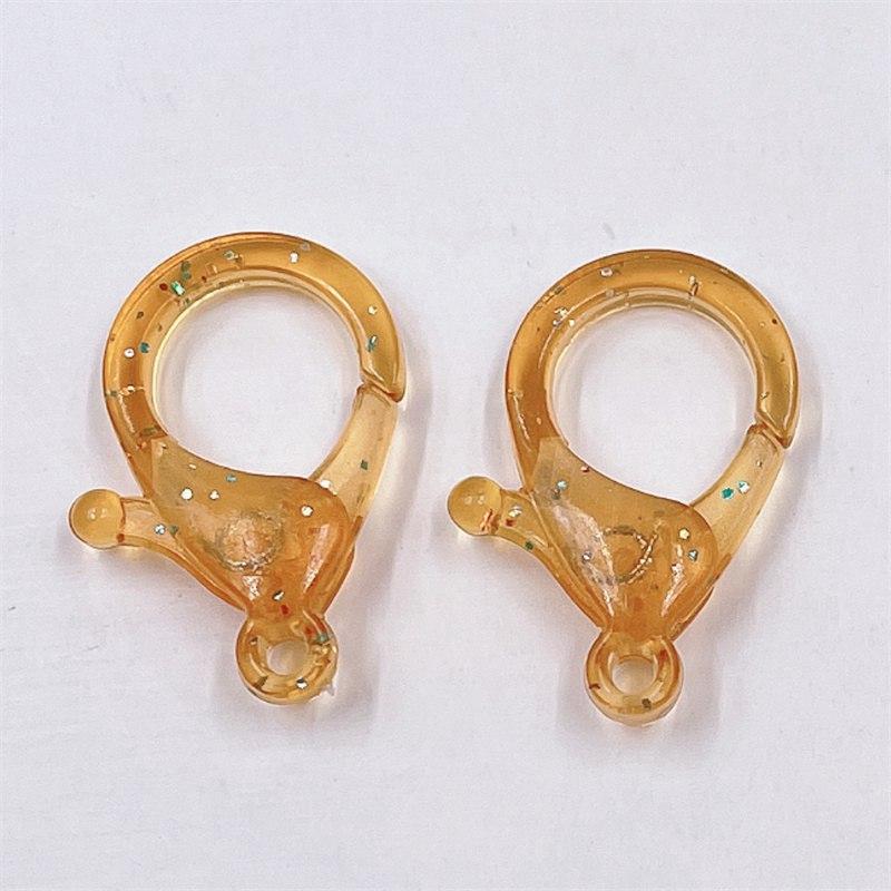 

Ornament Accessories Lobster Buckle DIY 50pcs Colorful Small Accessories Plastic Transparent [Gold Powder] Jelly Keychain Chain Buckle