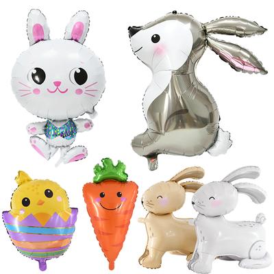 Easter Rabbit Carrot Eggs Balloon Cartoon Standing Bunny Foil Balloons Kids Toy Birthday Party Decoration Supplies Easter Gift