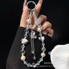 INS Heart Alloy Phone Chain Zircon Butterfly Pendant Crystal Bead Hanging Chain High-Quality Phone Chain Beaded Hanging Rope