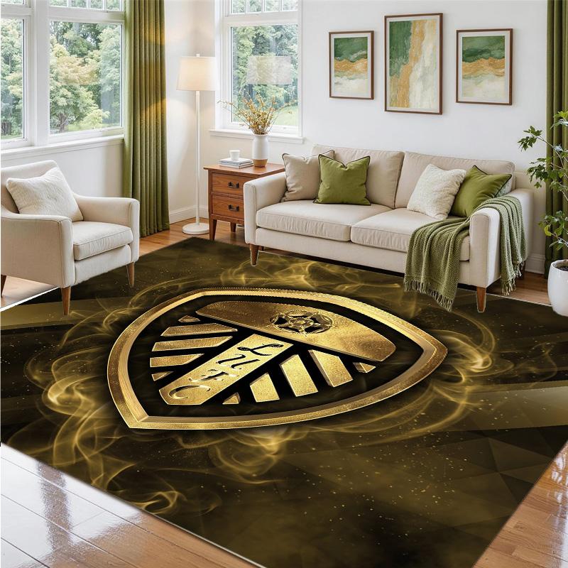 Leeds United Design Crystal Velvet Rug Soft Decorative Mat for Bedroom Entrance