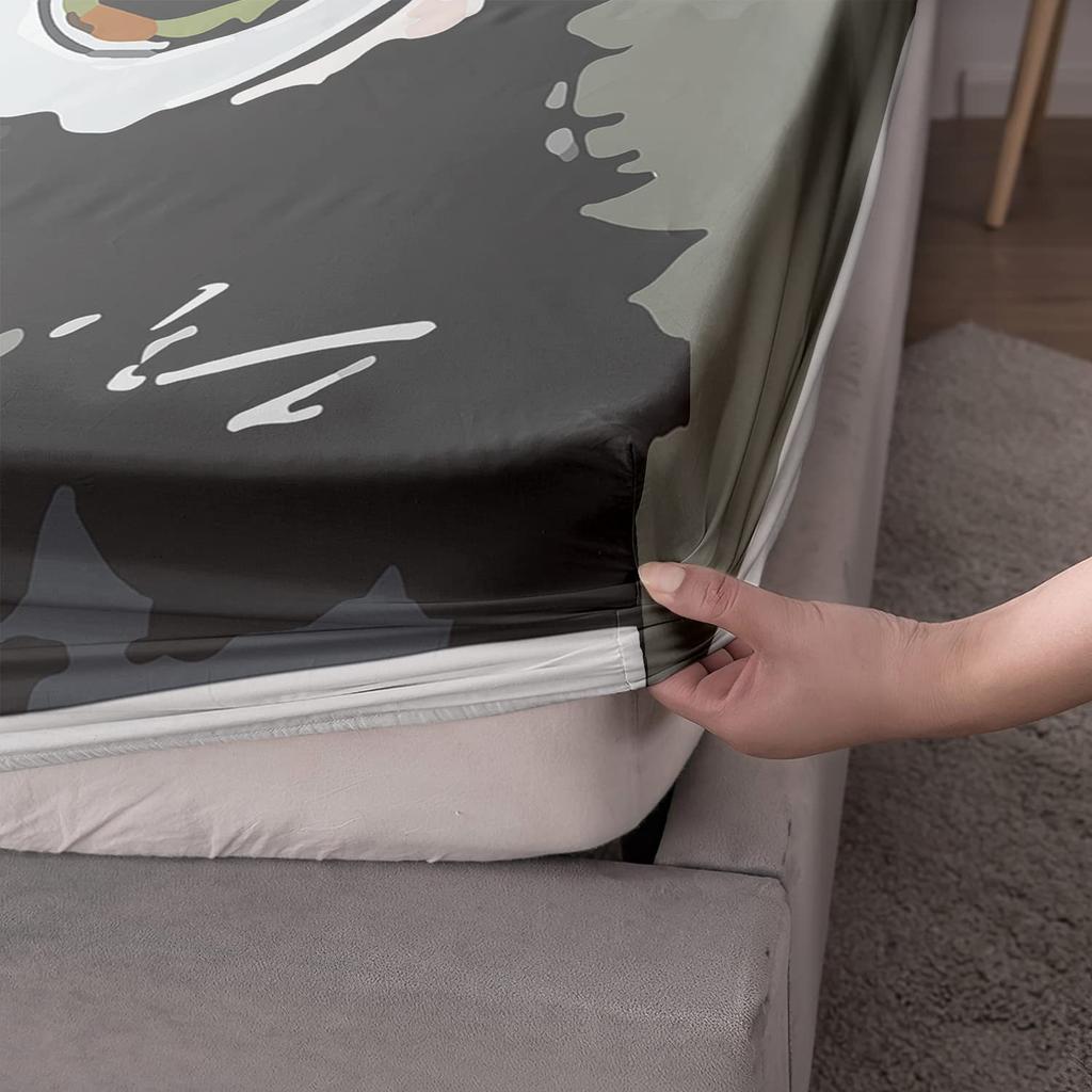 Animal Orangutan Pattern Mattress Three-Piece Digital Printing Mattress Bedding Set Adult Children