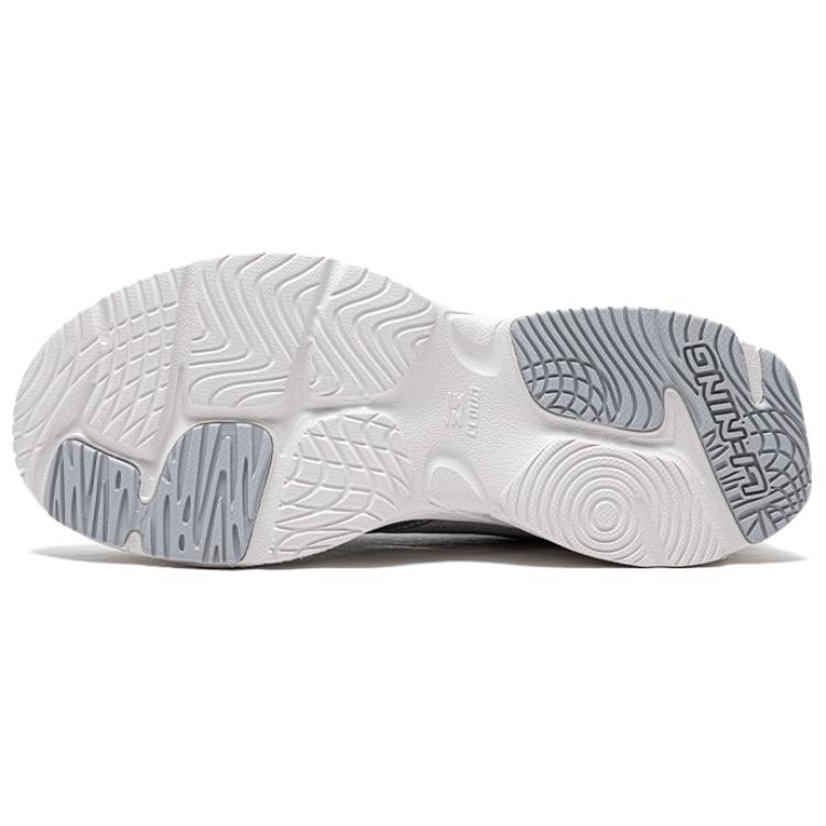 Li Ning Pulse Fashion Comfortable Shock Absorbing Non-Slip Increased Height Low-Top Dad Shoes Men sneaker Silver Gray AGCV145-2