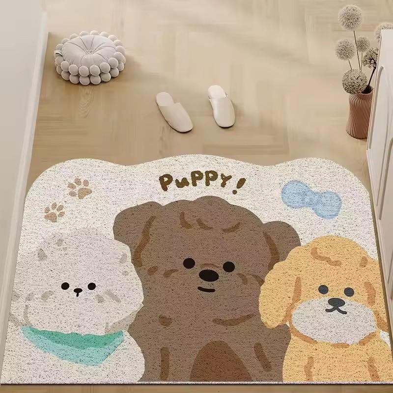 Cartoon silk circle entry door floor mat, entrance entrance entrance porch foot pad, fresh household soil rubbing mud pad