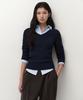 MUSINSA STANDARD WOMAN Women'S Wide Ribbed Slim V-Neck Knit [Navy]