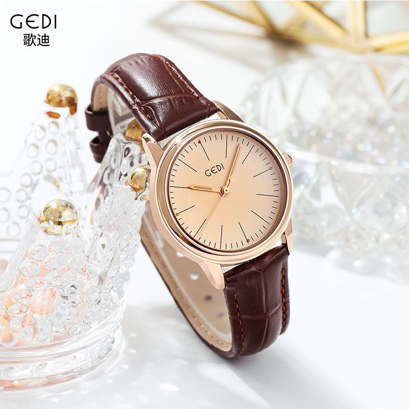 Simple Classic Disc Bamboo Pattern Belt Quartz Watch Women'S Retro Waterproof Watch