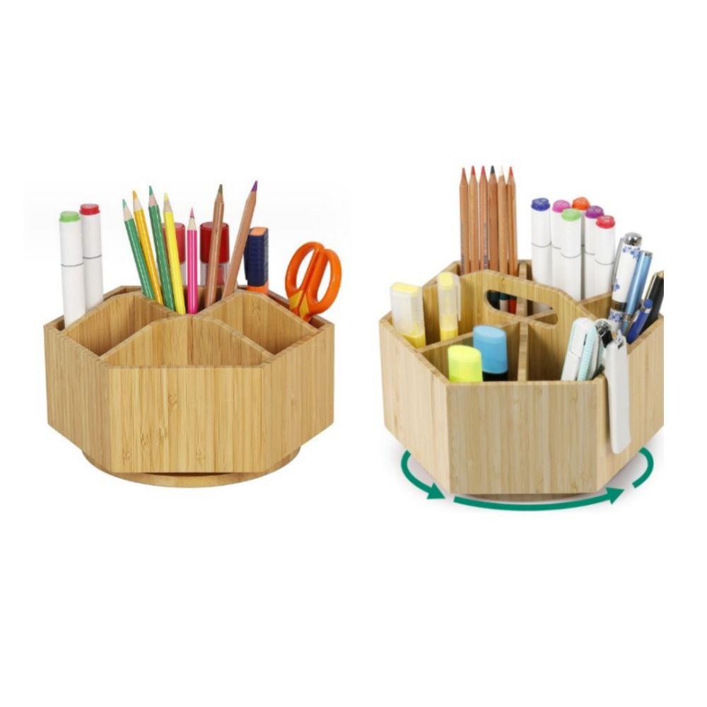 

бамбуковый настольный органайзер, вращающаяся ручка и держатель для карандашей, органайзер для художественных принадлежностей, офисные принадлежности