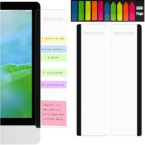 2pcs Office Desk Accessories Monitor Memo Board Computer Message Board Office Supplies for Women Men Computer Sticky Note Holder Home Desktop Message Monitor Memo Board 1