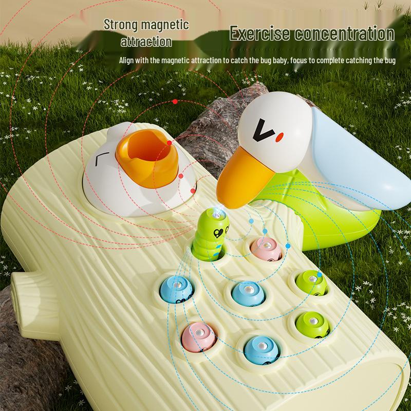 Magnetisches Spechtspielzeug: Lernspiel für Kinder - Verbessern Sie die Hand-Auge-Koordination durch Angeln und Wurmfangen