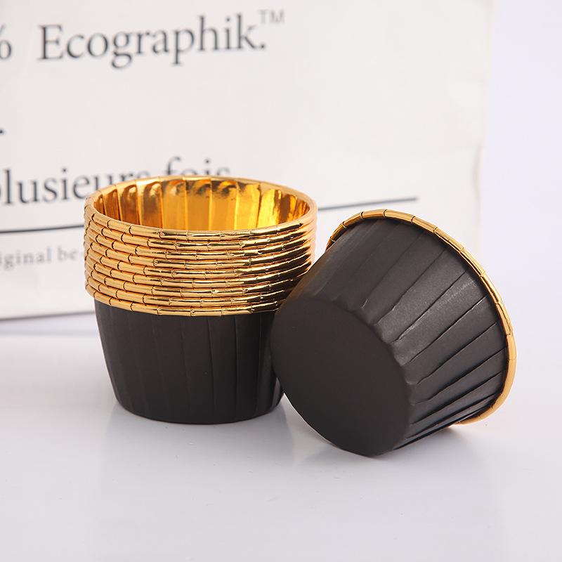 Roll Mouth Cup High Temperature Resistant 50 PCs Thick Baking Cup Baking Cups Medium Large Cake Gold and Silver Cake Paper Cups