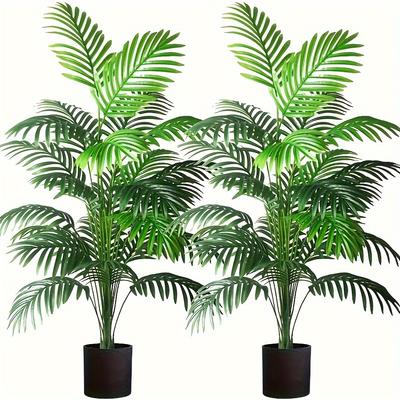 2 bucăți, plante artificiale realiste (aproximativ 32,68 inch)-Tulpini lungi și frunze mari, potrivite pentru decorațiuni de interior/exterior - plante verzi frumoase