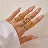 7Pcs Chunky Geometric Heart Shell Ring Set for Women Stainless Steel Dual Tone Stackable Y2K Trendy Statement Knuckle Jewelry