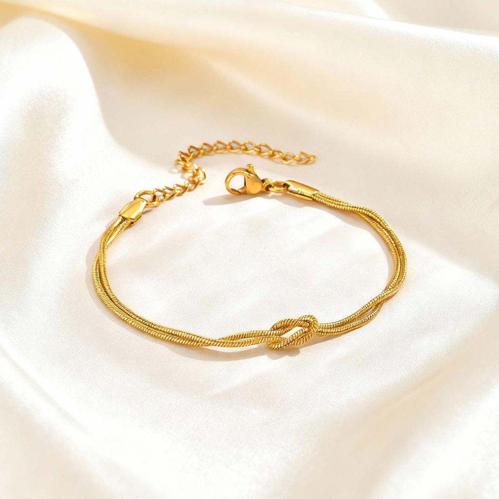 Stainless Steel Couple Jewelry Double Layer Knot Bracelets for Women Men Snake Bone Chain Couple Bracelet Valentine's Day Gift