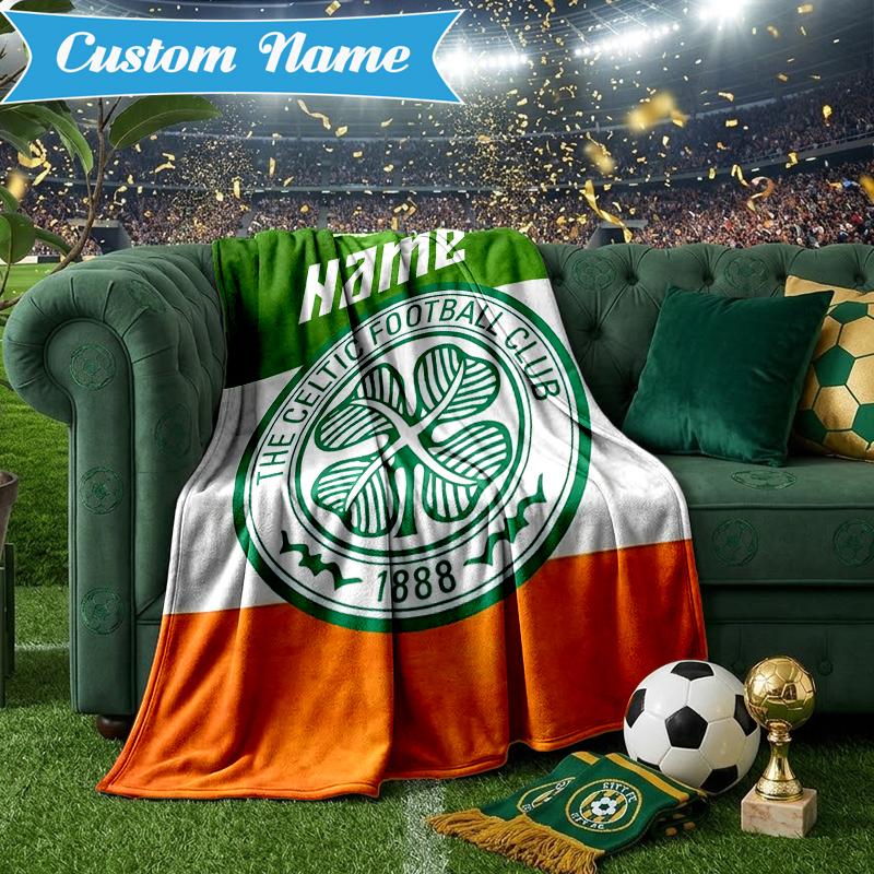 Custom Name Celtic FC Crest Blanket