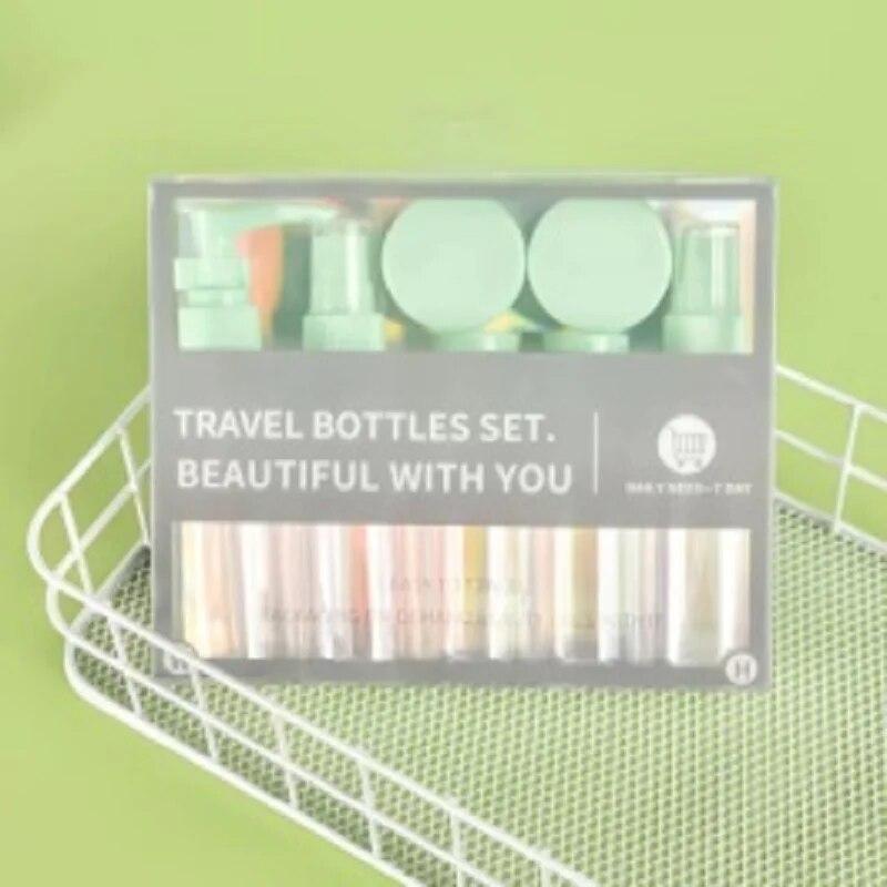 

7 шт., набор дорожных бутылочек для туалетных принадлежностей, дорожные контейнеры, герметичные трубки, распылители, баночки для женщин и мужчин, бутылки для туалетных принадлежностей