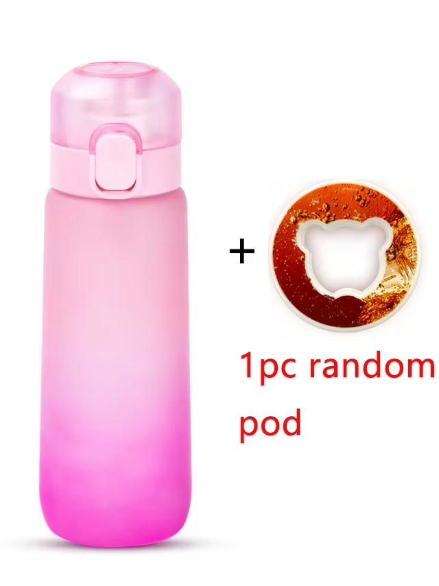 1pc 650ml Flavored Water Bottle with Random 1 Flavour Pods Air Water Bottle Frosted Black Air Camping Sport Fitness Cup