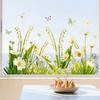 Bílá květinová fólie na okno Odnímatelná vodotěsná PVC květinová statická skleněná nálepka Jarní dekorace okna pro domácnost, kancelář, obývací pokoj
