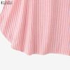 ZANZEA Women Casual Round Neck Dolman Sleeve Summer Stripe Blouse