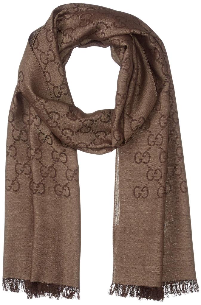 GUCCI GG Pattern Scarf 3G646 (165904 9664) - 70% Wool, 30% Silk, Rope/Dark Brown, Japan, ¥45,180 (Free Size) [Used]