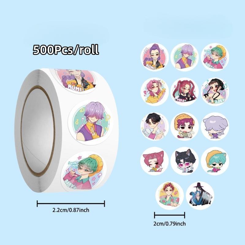 500Pcs/Roll Anime Kpop Demon Hunters Stickers Diy Scrapbooking Phone Luggage Skateboard Waterproof Decal Child Toy Gift