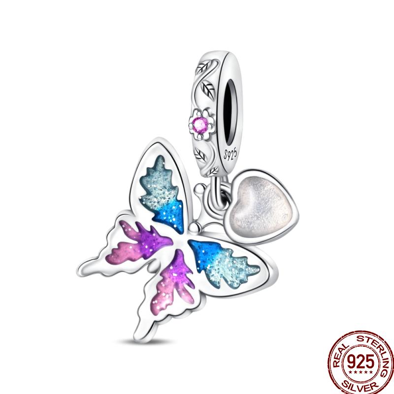 Copper Spring Flowers Butterfly Pink Moon Temperament Charm Beaded Beads Suitable For Pan Original Bracelet