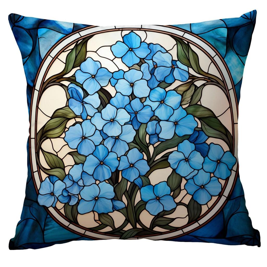 New Vintage Floral Pillowcase Creative Colored Glass Printed Home Sofa Car Cushion Pillowcase