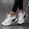 Women'S Sports Shoes, Lace Up Breathable Mesh Shock-Absorbing Running Shoes, Contrasting Color Fashionable Casual Shoes