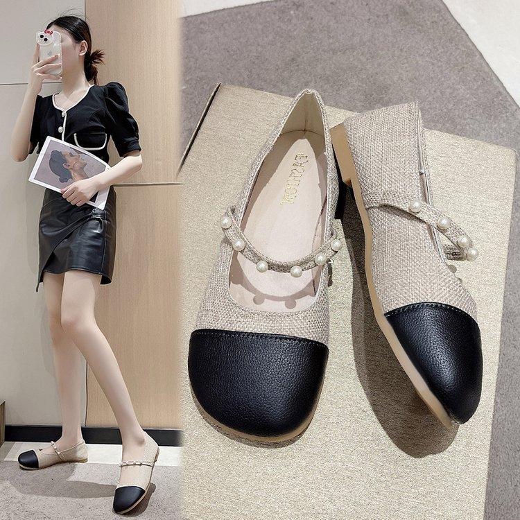 

Женская обувь лето новая маленький ароматный стиль квадратный носок сочетание цветов толстый каблук пустые женские ретро туфли Мэри Джейн 40