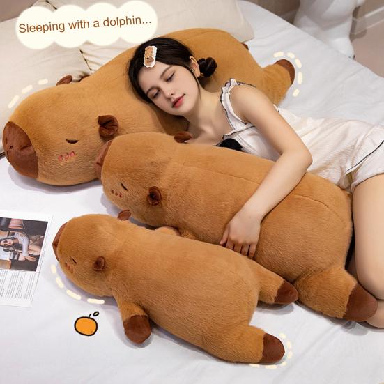 Plush Toy Cartoon Animal Capybara Shape Pillow with PP Cotton Filling Huggable Design Comforting Plush Doll