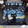 Black Cat Print Soft with Soft Fabric Duvet Cover Set King Quen Style Beding Set Polyester Machine Washable Quilt Decoration Bedrom Guest Rom