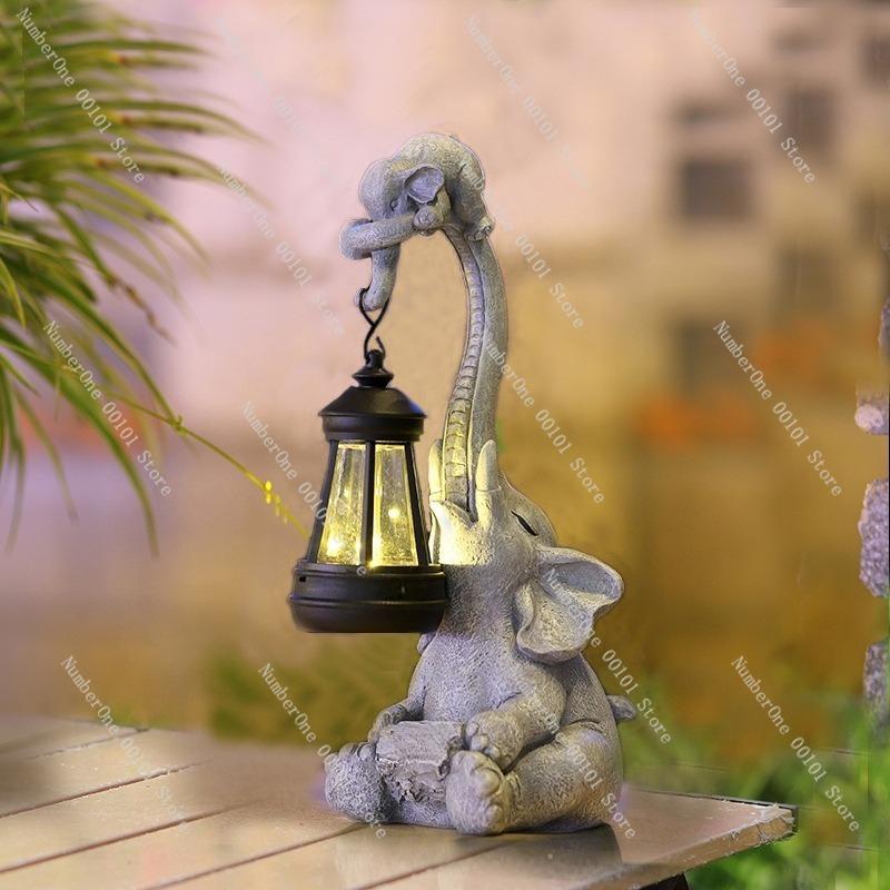 New Solar Lighting Fixtures, Courtyard and Garden Decorative Ornaments, Elephant Handicraft Lights for Lawn and Balcony