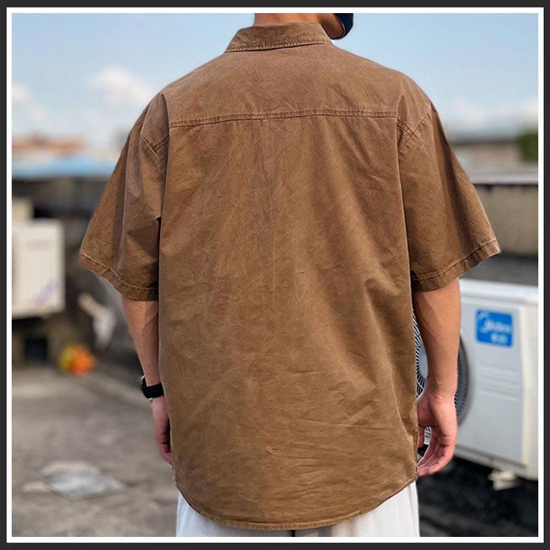 Summer Japanese Polo Shirt Short Sleeved Polo Collar T-shirt Men's Trendy Brand High End Pi Shuai Multi Pocket Shirt Top