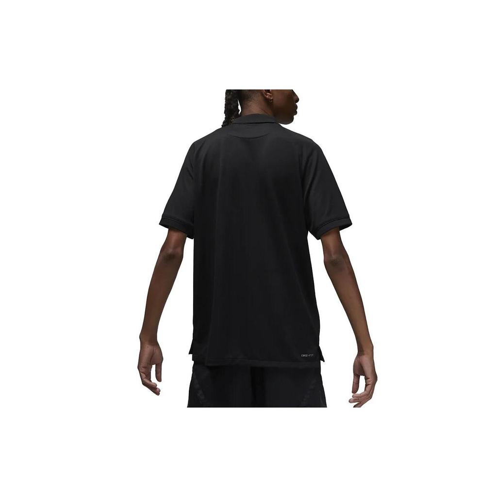 Jordan Dri-Fit Solid Logo Short Sleeve Polo Shirt Men Tops Black DZ0540-010