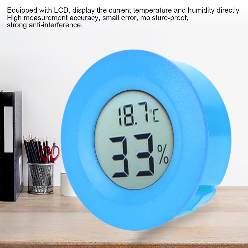 Mini Circular Embedded Digital LCD Thermometer Hygrometer Humidity Temperature Meter IndoorBlue