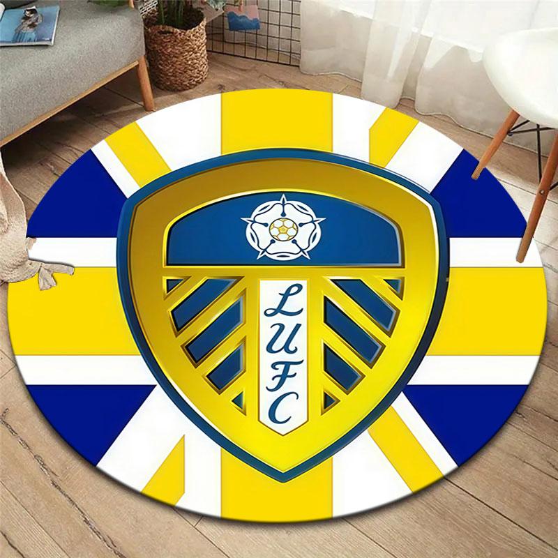 Leeds United Round Area Rug,Carpet Rug for Living Room Bedroom Sofa Playroom Decor,Non-slip Floor Mat