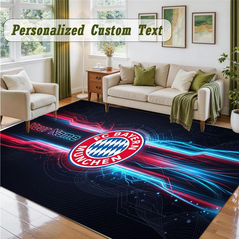 Crystal Velvet Square Rug Custom NameBayern Munich Pattern Non Slip Home Floor Decor Rug