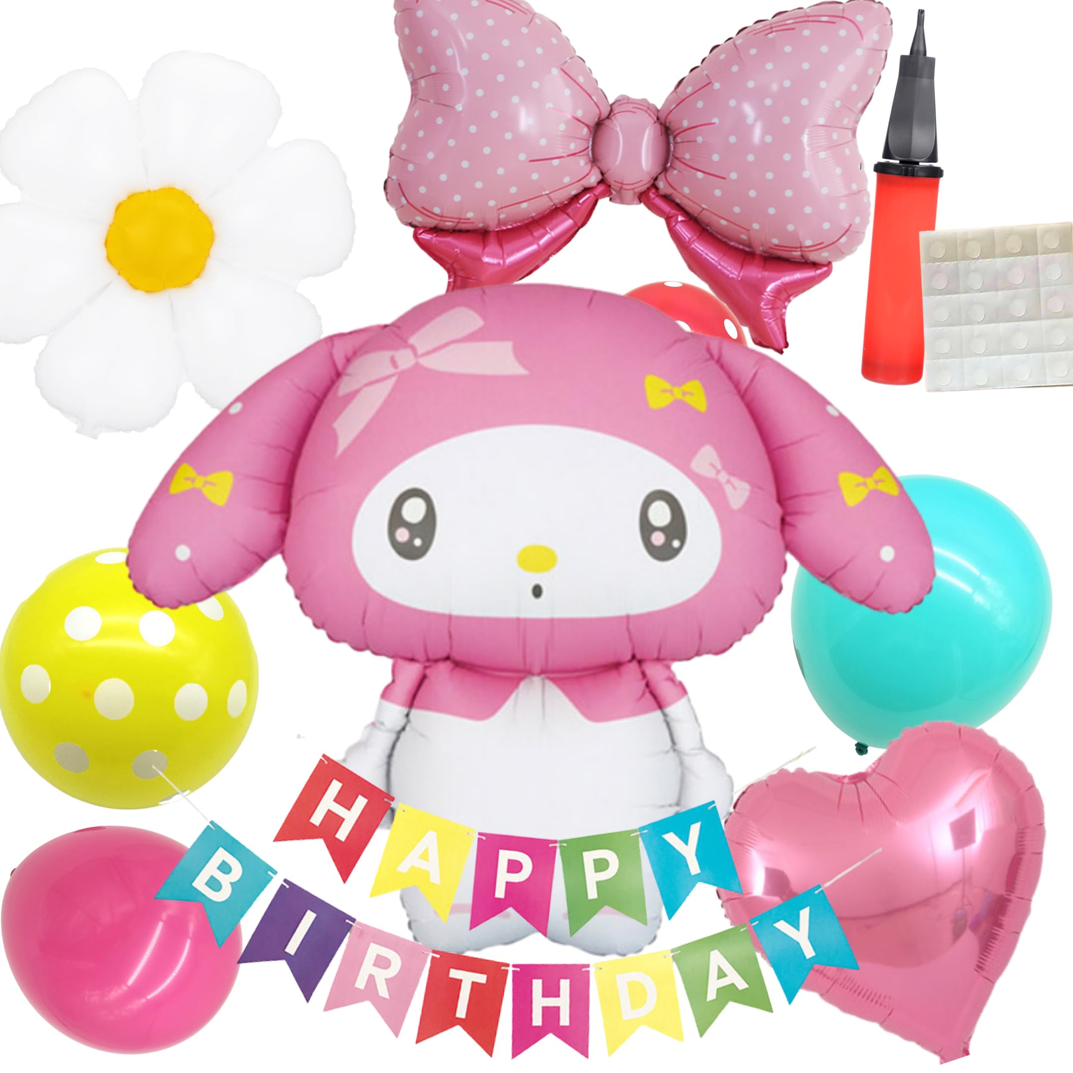 

3rd Design My Melody Birthday Decorations for Girls, Birthday Party, 11-Piece Set with Air Pump (Birthday)
