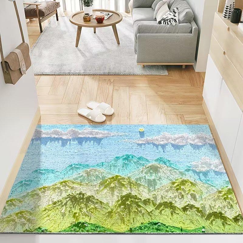 Oil Painting Entrance Door Mat Living Room Non-Slip Floor Carpet Bathroom Doormat Kitchen Rugs