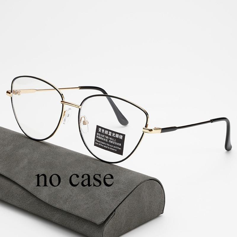 European and American Metal Cat Eye Anti Blue Light Glasses, Simple and Versatile Photosensitive Color Changing Glasses