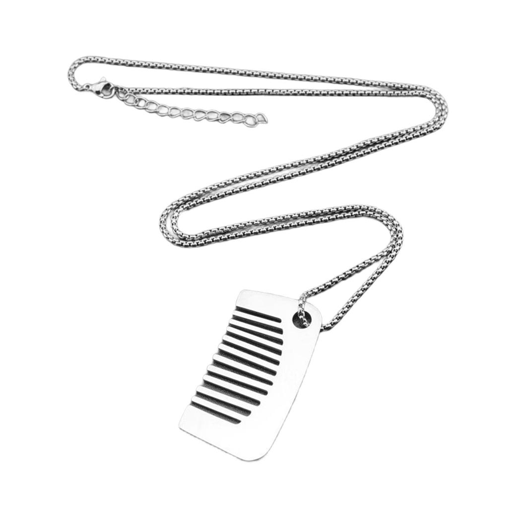 Small Comb Pendant Necklace Statement Necklace Stainless Steel Chain Necklace for Casual Outfits and Special Event