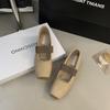 2025 New Autumn and Winter Square Head with Elastic Band Soft Sole Ballet Bean Inner Height Increase Pregnant Women's Single Shoes