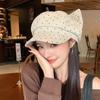 Sweet and Cool Spice Girl Storm Point Octagonal Hat Temperament Versatile Cute Cat Ear Newsboy Hat Age Reduction Face Small Brim Hat
