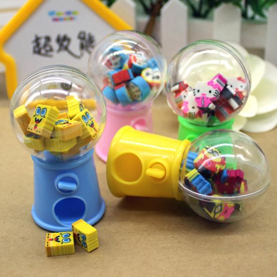 12Pcs Eraser Toy Creative Practical Fruit Shape Pencil Eraser Stationery Twisted Egg Toy for Children